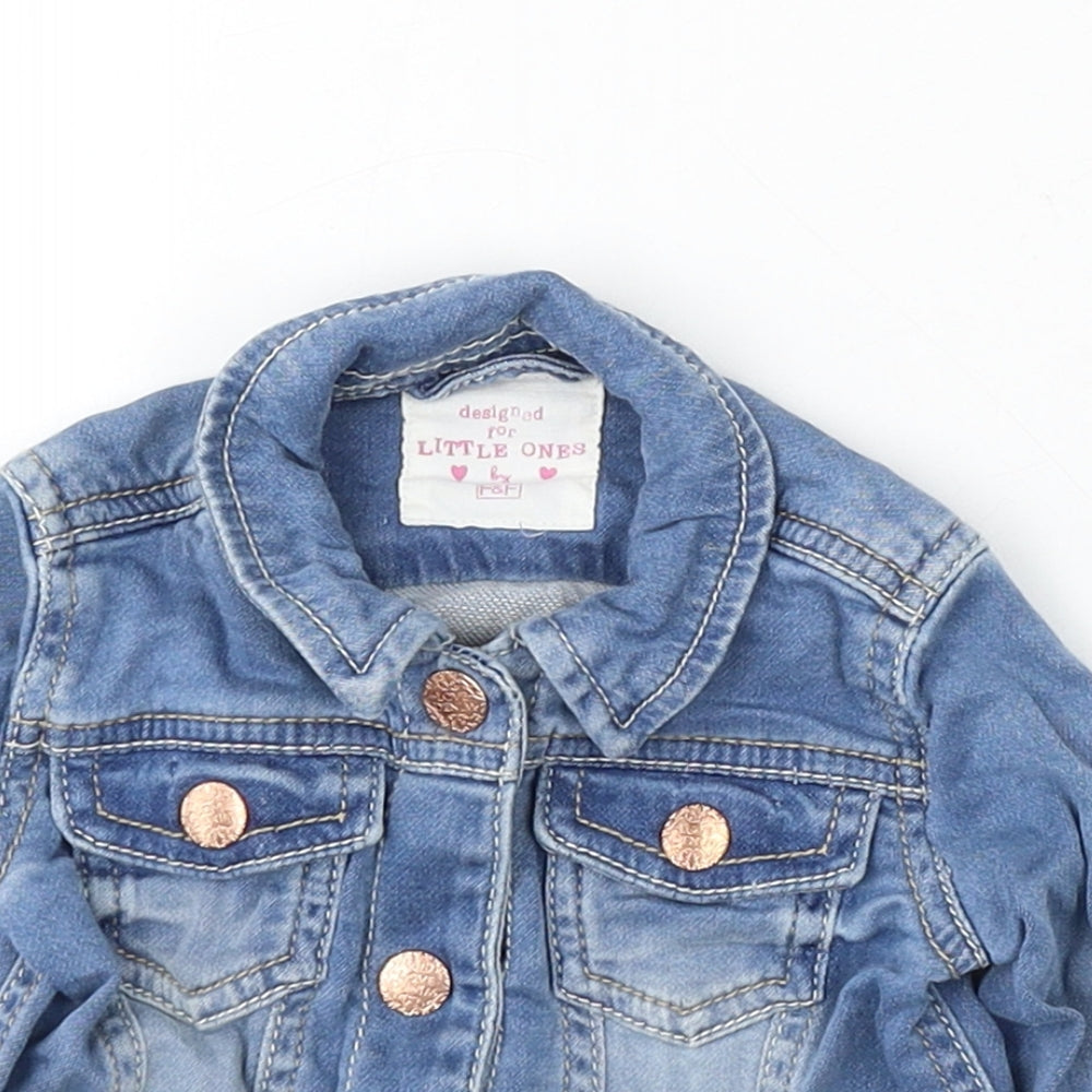F&F Girls Blue Jacket Size 3-6 Months Button