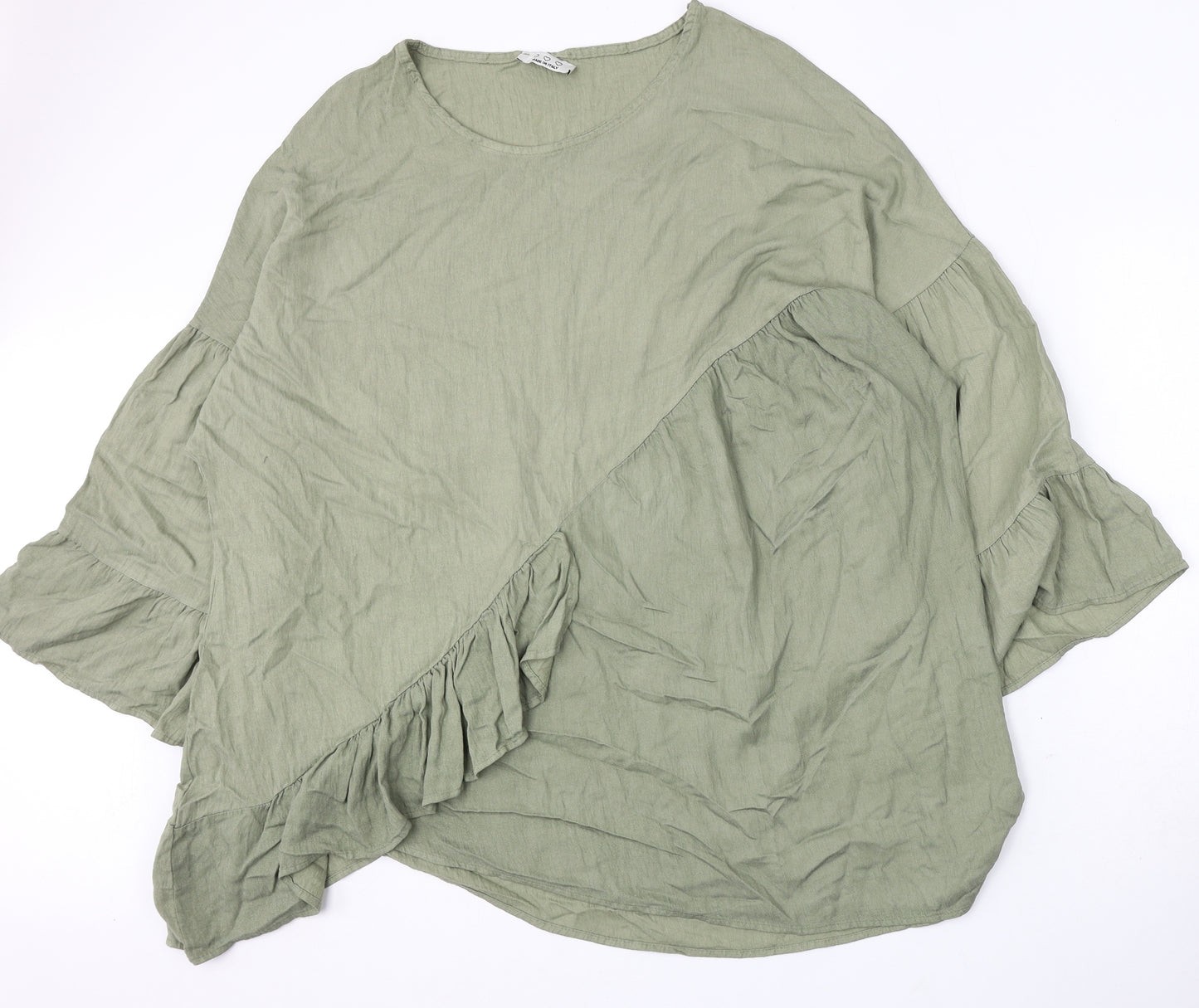 Made in Italy Womens Green Viscose Basic Blouse Size 2XL Round Neck