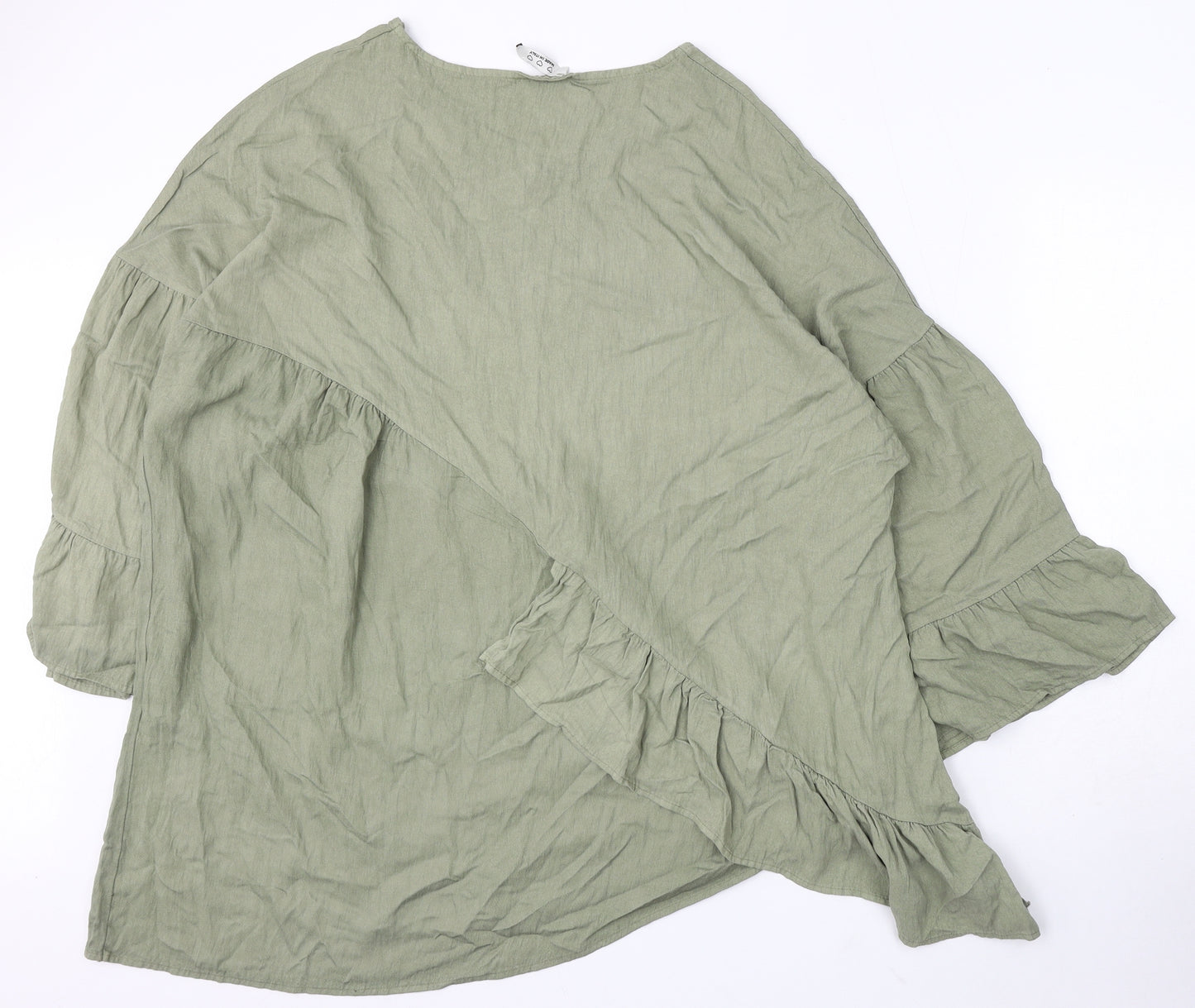 Made in Italy Womens Green Viscose Basic Blouse Size 2XL Round Neck