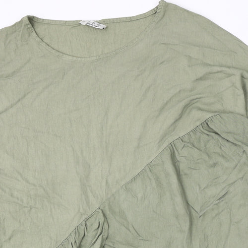Made in Italy Womens Green Viscose Basic Blouse Size 2XL Round Neck
