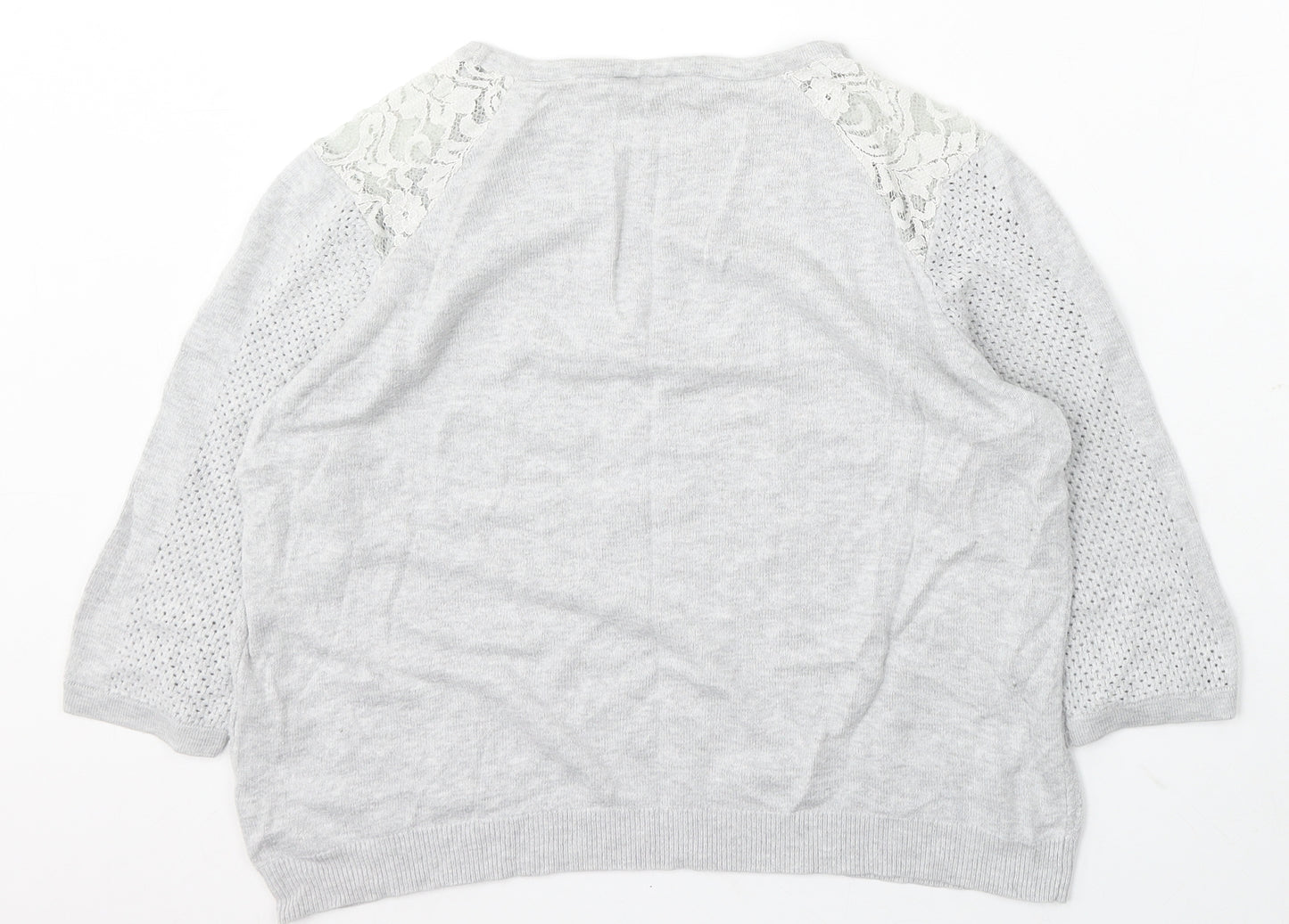 Warehouse Womens Grey Round Neck Viscose Pullover Jumper Size 12