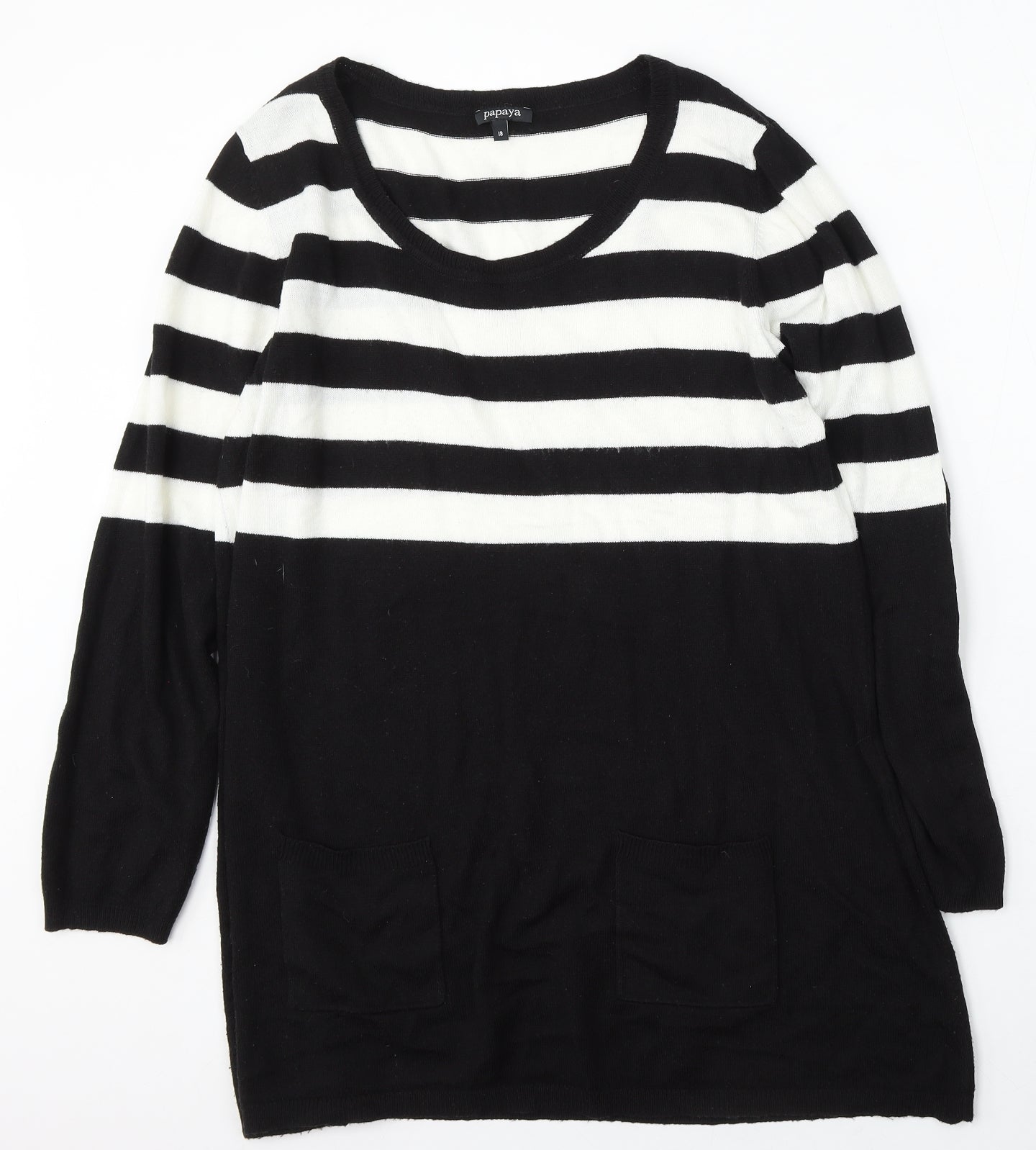 Papaya Womens Multicoloured Round Neck Striped Acrylic Pullover Jumper Size 18
