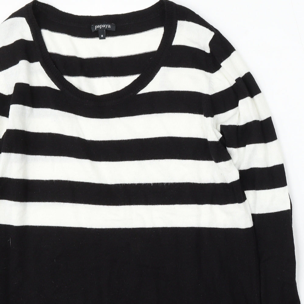 Papaya Womens Multicoloured Round Neck Striped Acrylic Pullover Jumper Size 18