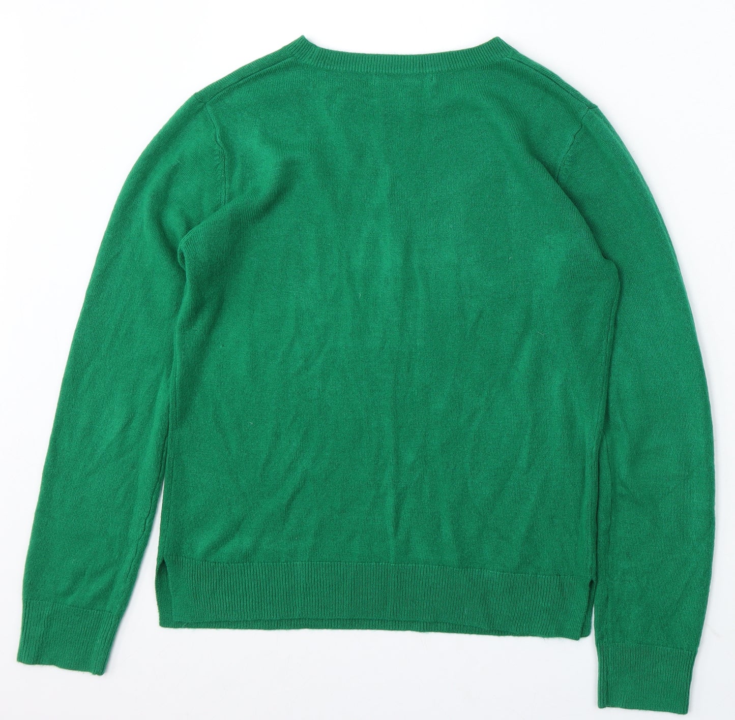Marks and Spencer Womens Green Round Neck Acrylic Pullover Jumper Size 10