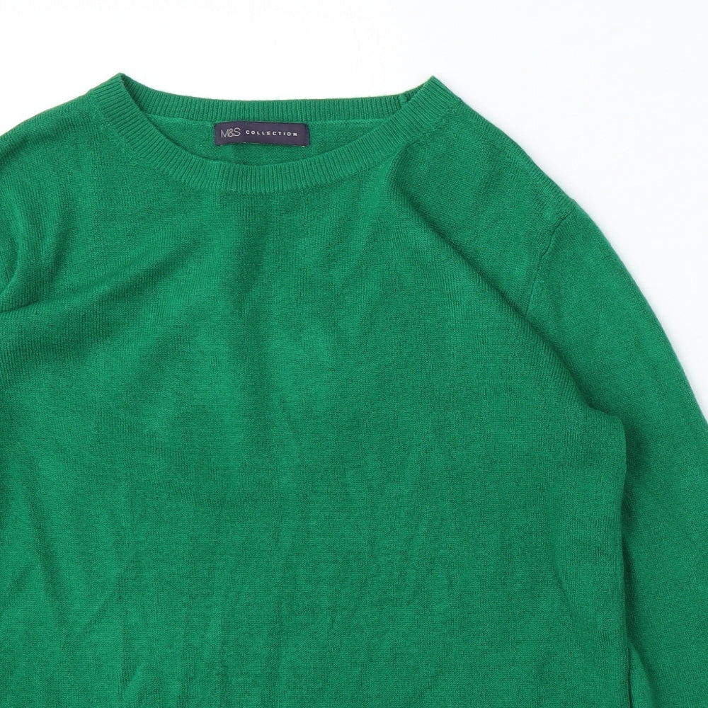 Marks and Spencer Womens Green Round Neck Acrylic Pullover Jumper Size 10