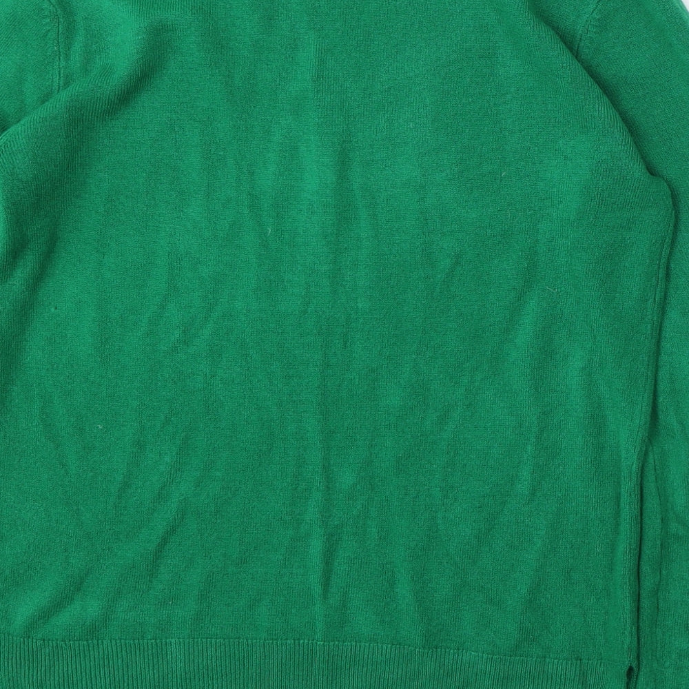 Marks and Spencer Womens Green Round Neck Acrylic Pullover Jumper Size 10