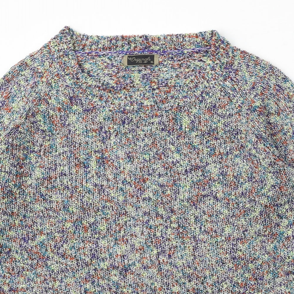 Originals Womens Multicoloured Round Neck Acrylic Pullover Jumper Size XL