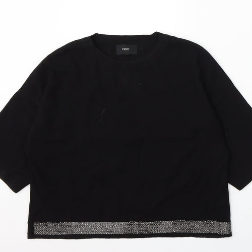 NEXT Womens Black Round Neck Viscose Pullover Jumper Size 14
