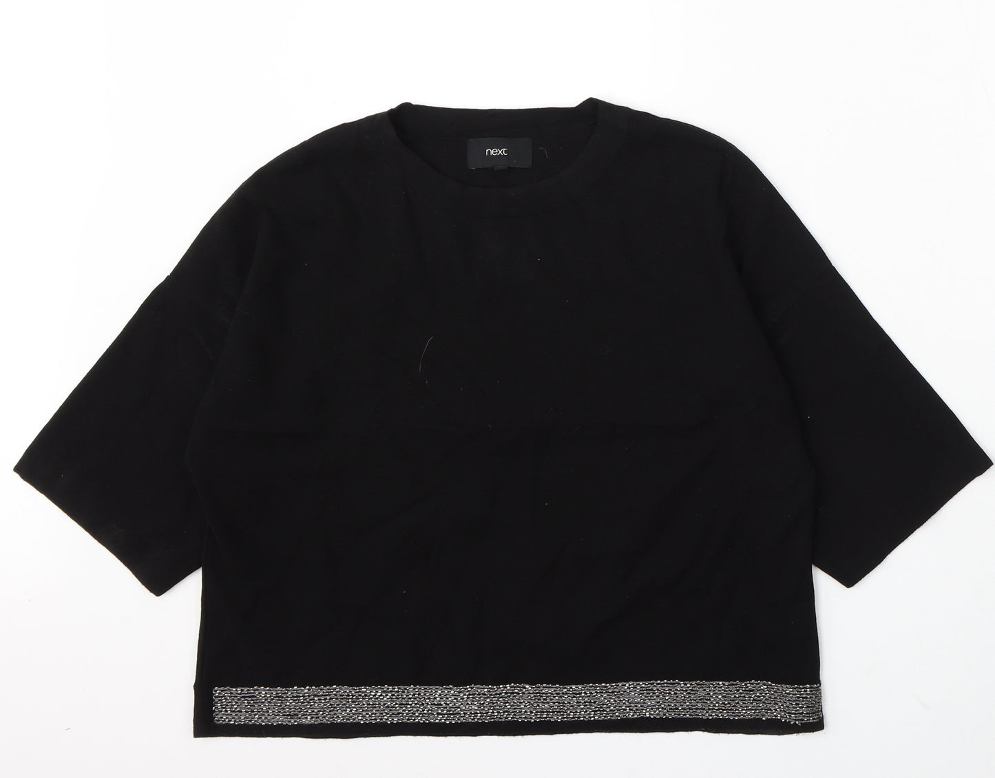 NEXT Womens Black Round Neck Viscose Pullover Jumper Size 14