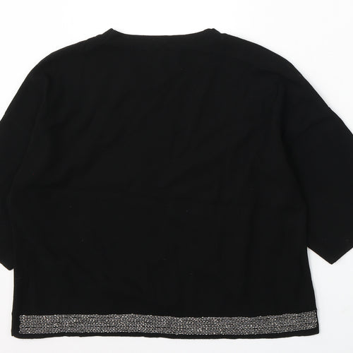 NEXT Womens Black Round Neck Viscose Pullover Jumper Size 14