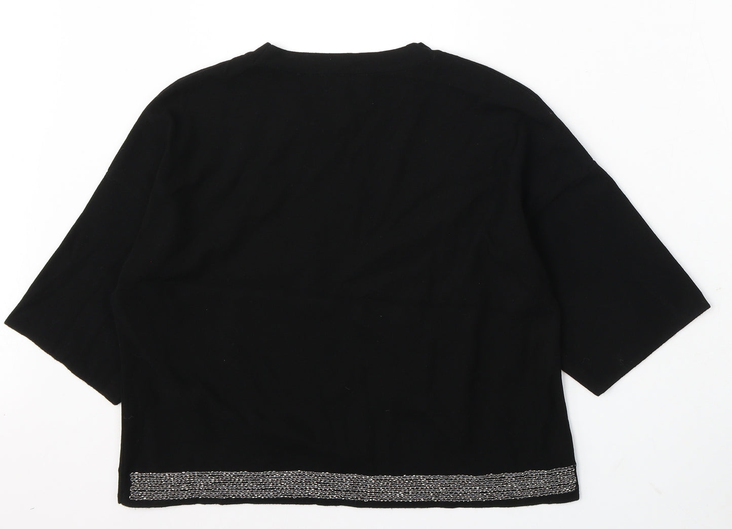NEXT Womens Black Round Neck Viscose Pullover Jumper Size 14