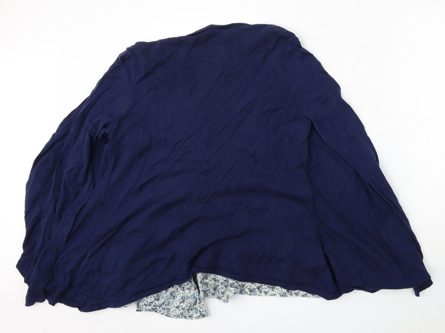 NEXT Womens Blue Round Neck Floral Cotton Cardigan Jumper Size 14