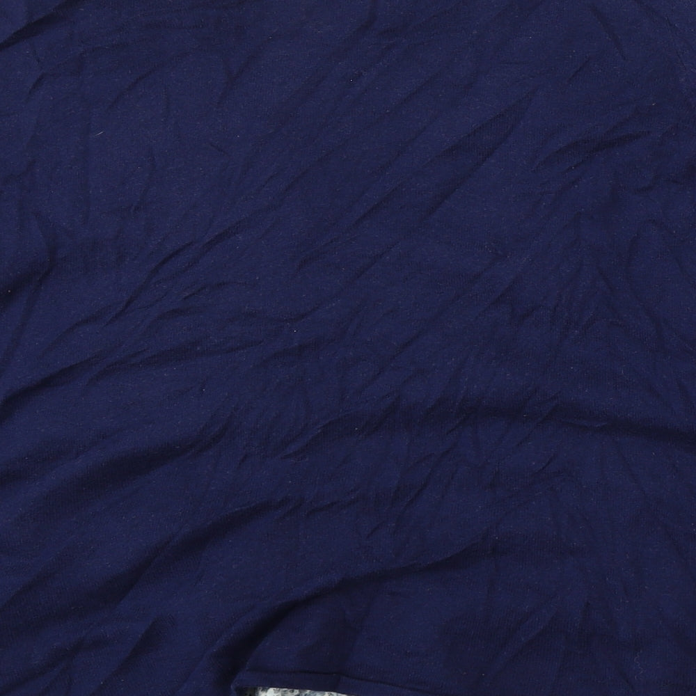 NEXT Womens Blue Round Neck Floral Cotton Cardigan Jumper Size 14
