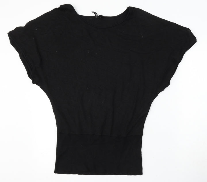 Divided Womens Black Round Neck Polyester Pullover Jumper Size 12
