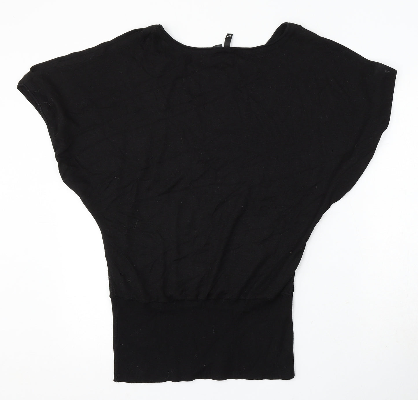 Divided Womens Black Round Neck Polyester Pullover Jumper Size 12