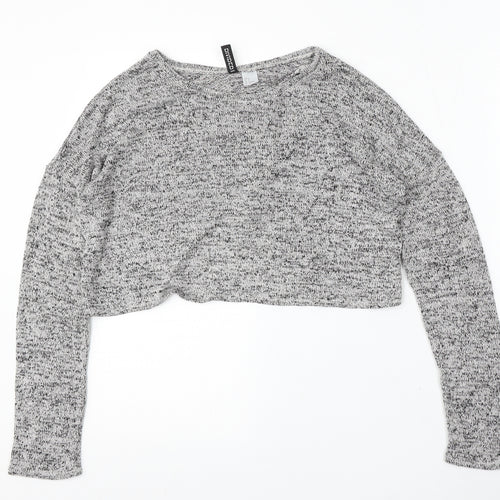 Divided by H&M Womens Grey Round Neck Polyester Pullover Jumper Size S