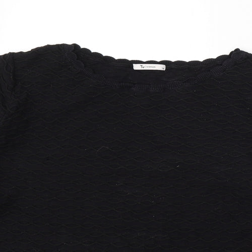 TU Womens Black Round Neck Cotton Pullover Jumper Size 14