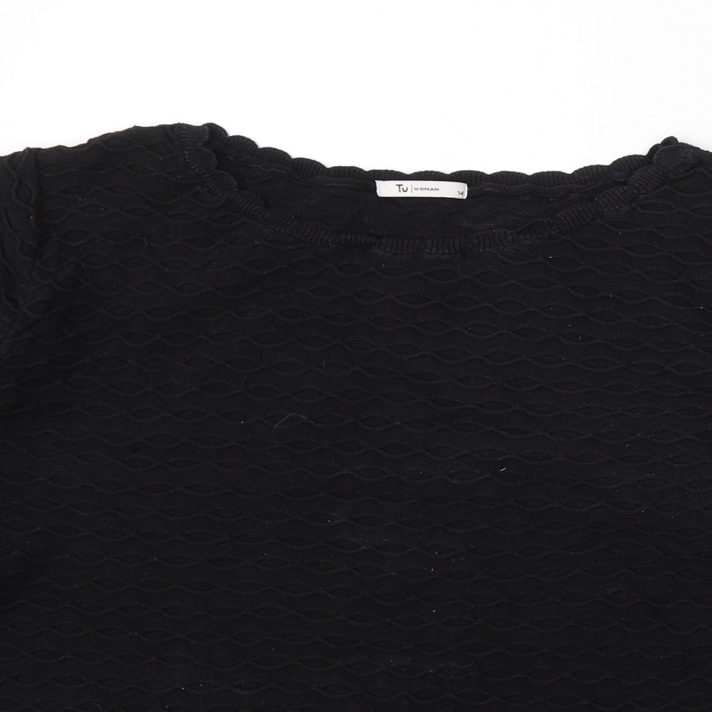 TU Womens Black Round Neck Cotton Pullover Jumper Size 14
