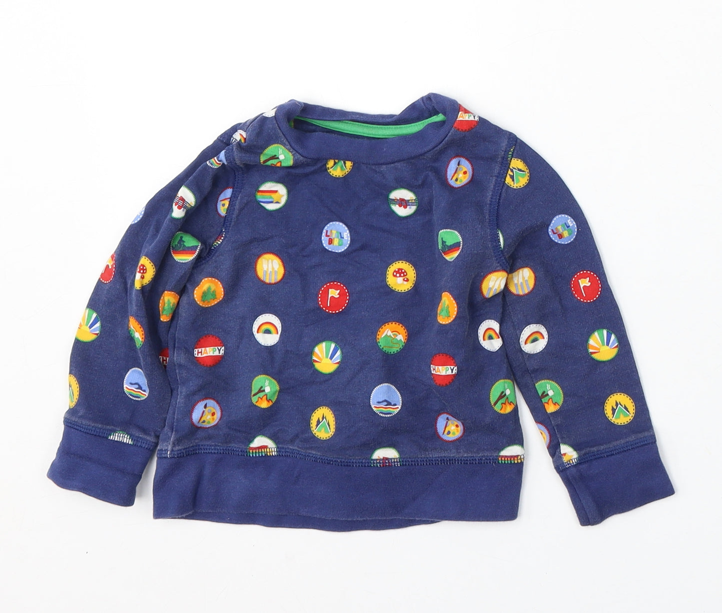 Little Bird Girls Blue Geometric Cotton Pullover Jumper Size 9-12 Months