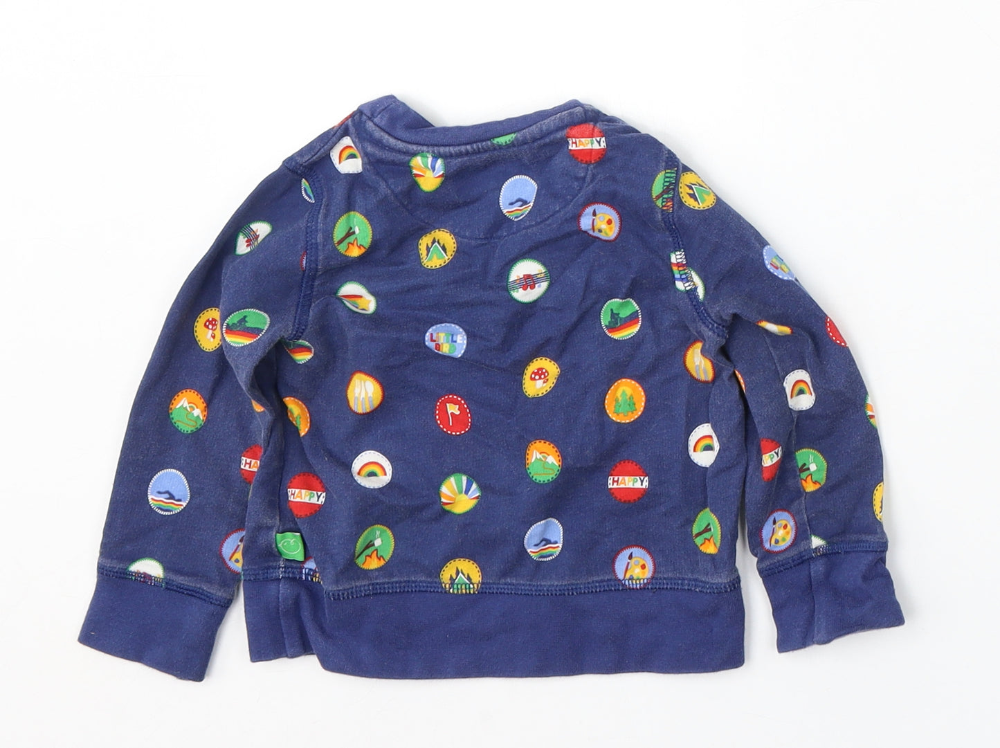 Little Bird Girls Blue Geometric Cotton Pullover Jumper Size 9-12 Months