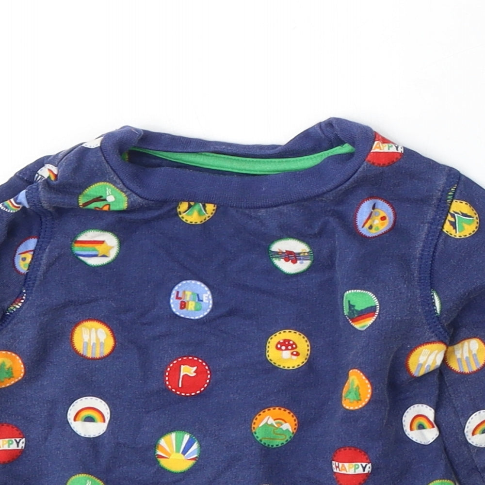 Little Bird Girls Blue Geometric Cotton Pullover Jumper Size 9-12 Months