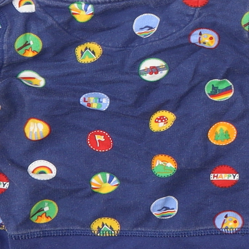 Little Bird Girls Blue Geometric Cotton Pullover Jumper Size 9-12 Months