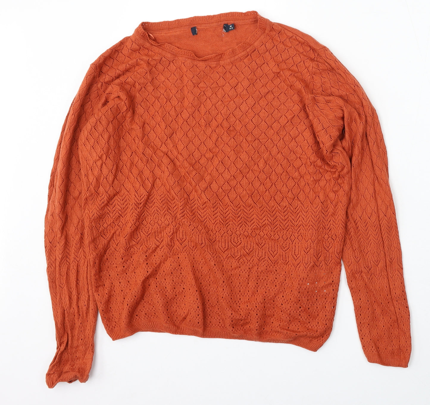 Edinburgh Woolen Mill Womens Orange Round Neck Acrylic Cardigan Jumper Size 14