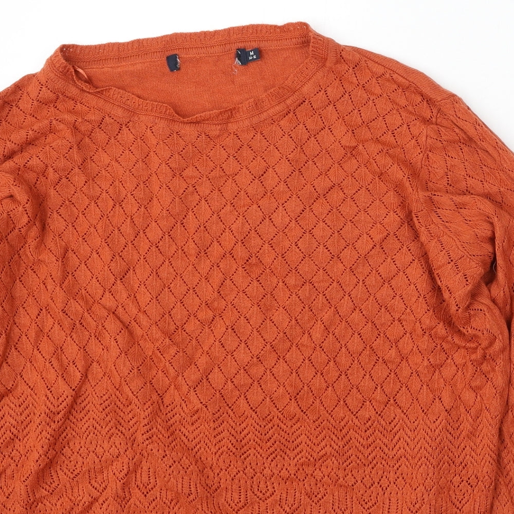 Edinburgh Woolen Mill Womens Orange Round Neck Acrylic Cardigan Jumper Size 14