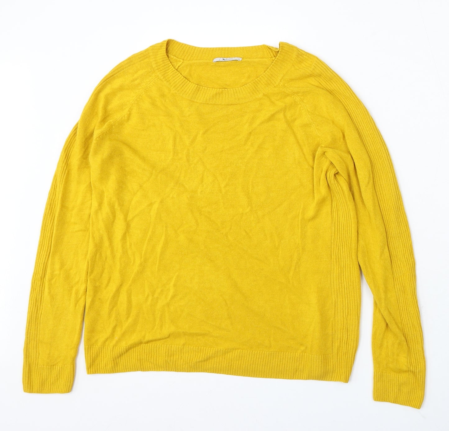 TU Womens Yellow Round Neck Polyester Pullover Jumper Size 16