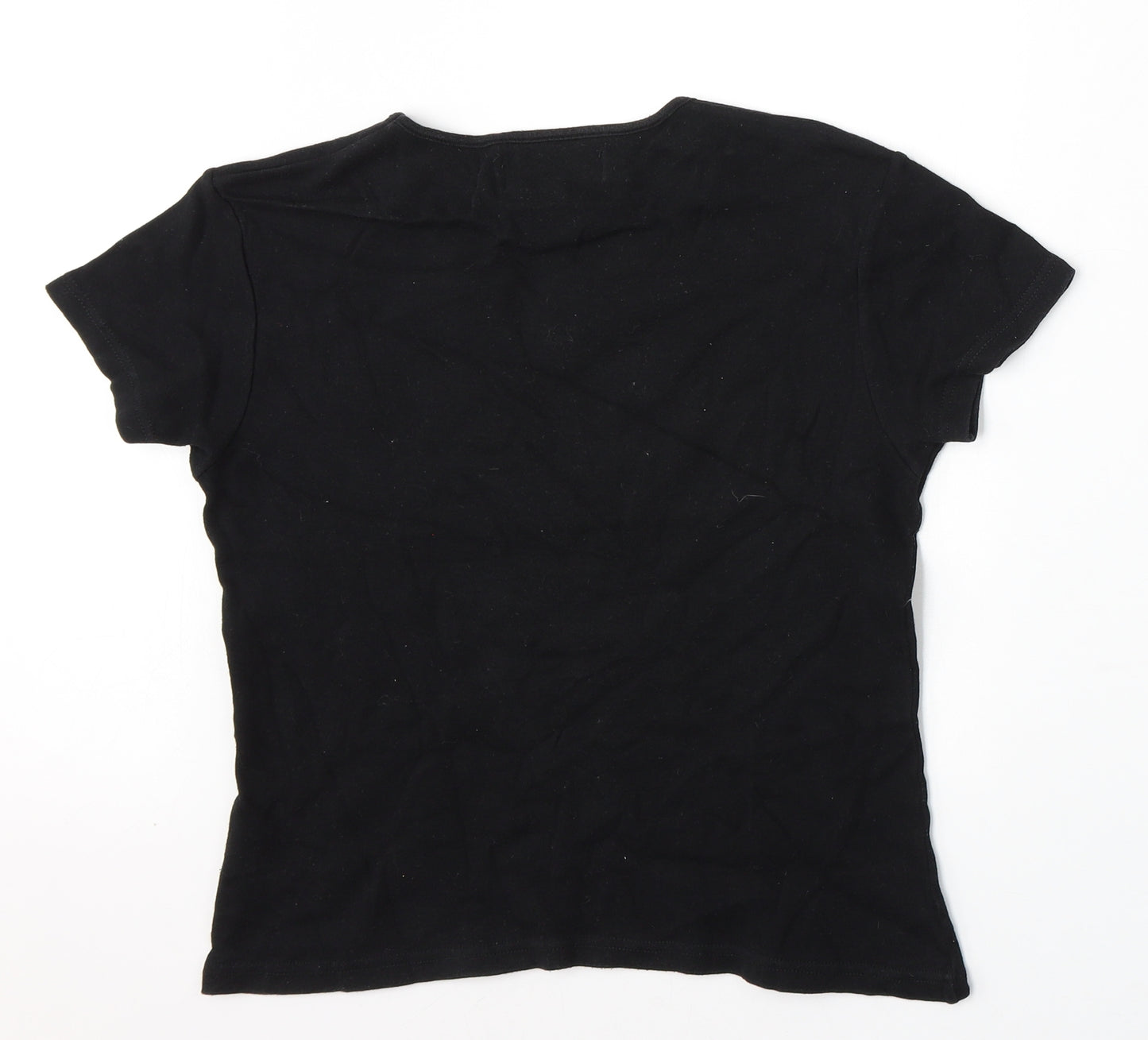 Jasper Conran Womens Black Cotton Basic T-Shirt Size L Round Neck