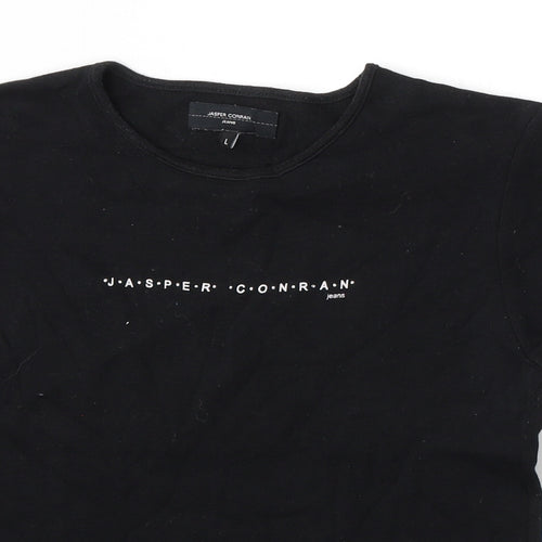 Jasper Conran Womens Black Cotton Basic T-Shirt Size L Round Neck