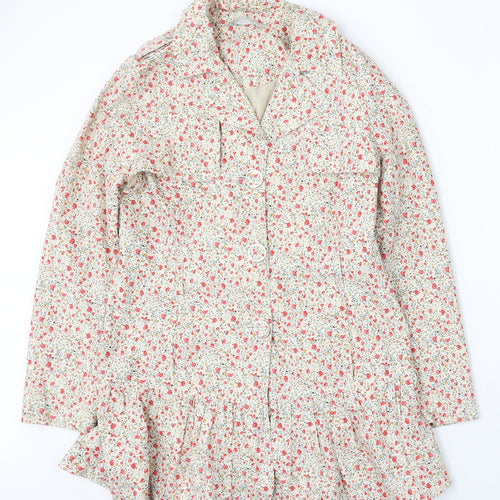 Debenhams Womens Multicoloured Floral Jacket Coat Size 12 Button