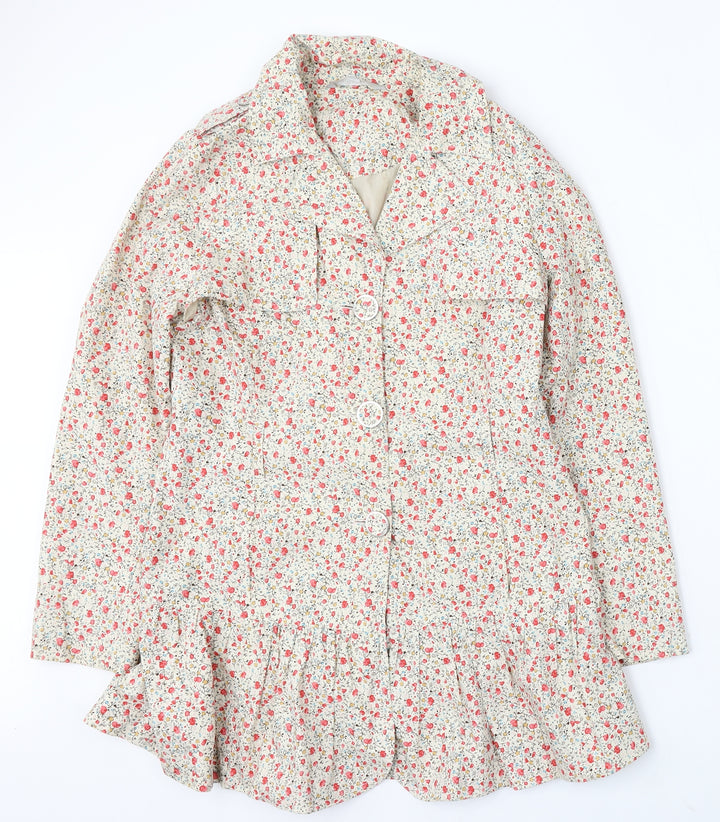 Debenhams Womens Multicoloured Floral Jacket Coat Size 12 Button