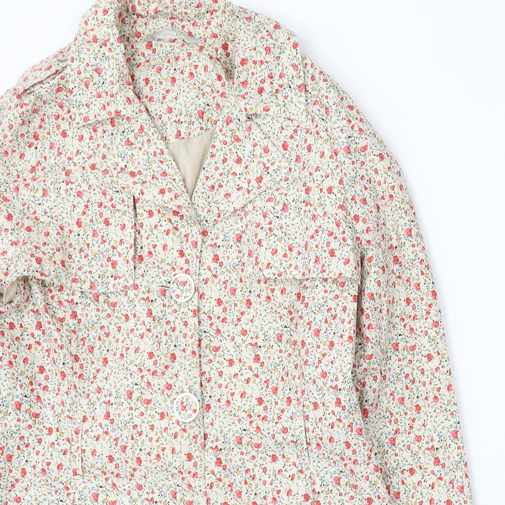 Debenhams Womens Multicoloured Floral Jacket Coat Size 12 Button