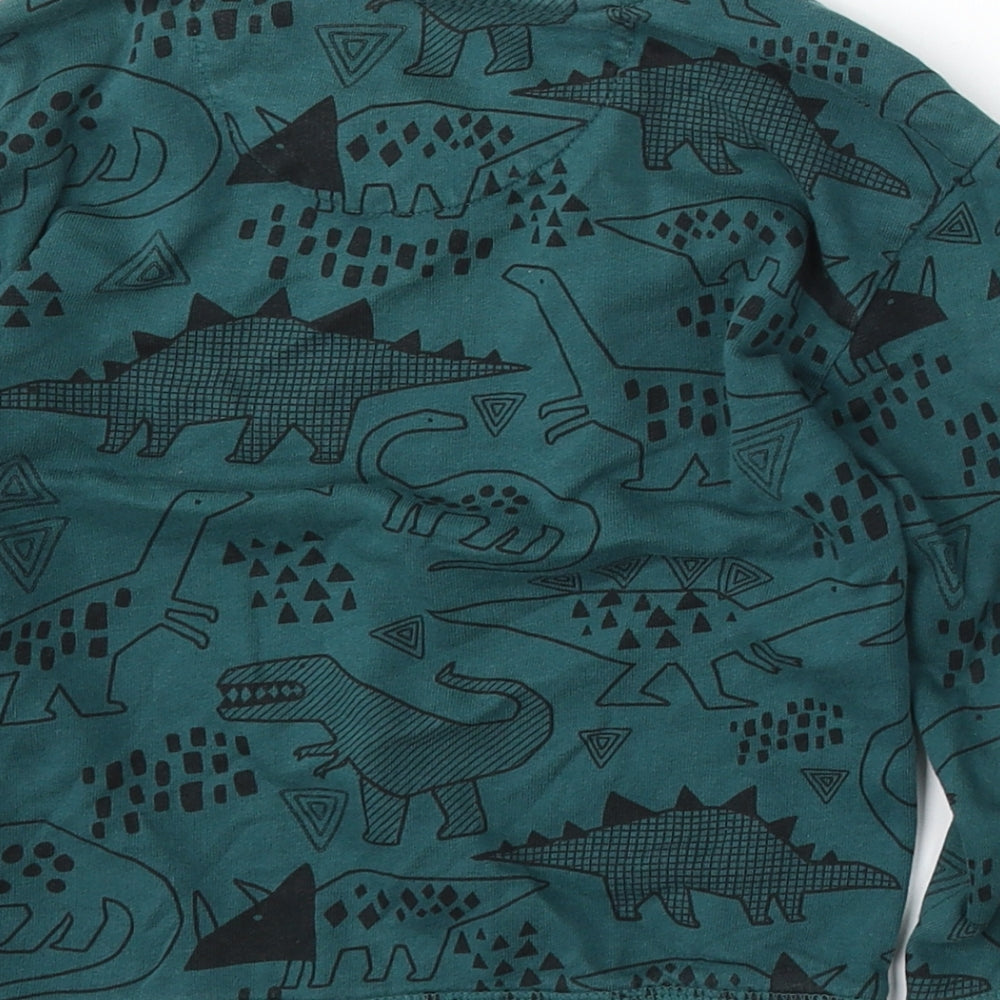 M Boys Green Geometric Cotton Pullover Sweatshirt Size 3-4 Years - dinosaur