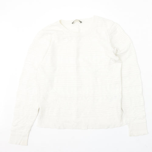 Oasis Womens White Round Neck Viscose Pullover Jumper Size M