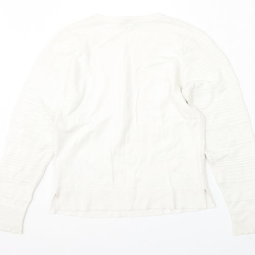 Oasis Womens White Round Neck Viscose Pullover Jumper Size M