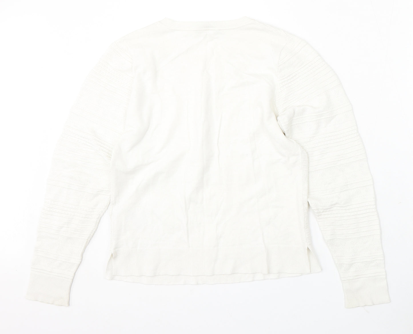 Oasis Womens White Round Neck Viscose Pullover Jumper Size M