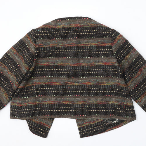 H&M Womens Multicoloured Round Neck Geometric Wool Cardigan Jumper Size 10