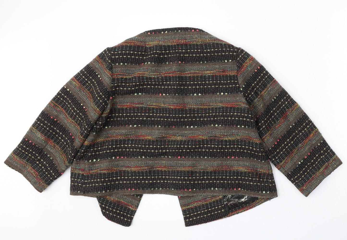 H&M Womens Multicoloured Round Neck Geometric Wool Cardigan Jumper Size 10