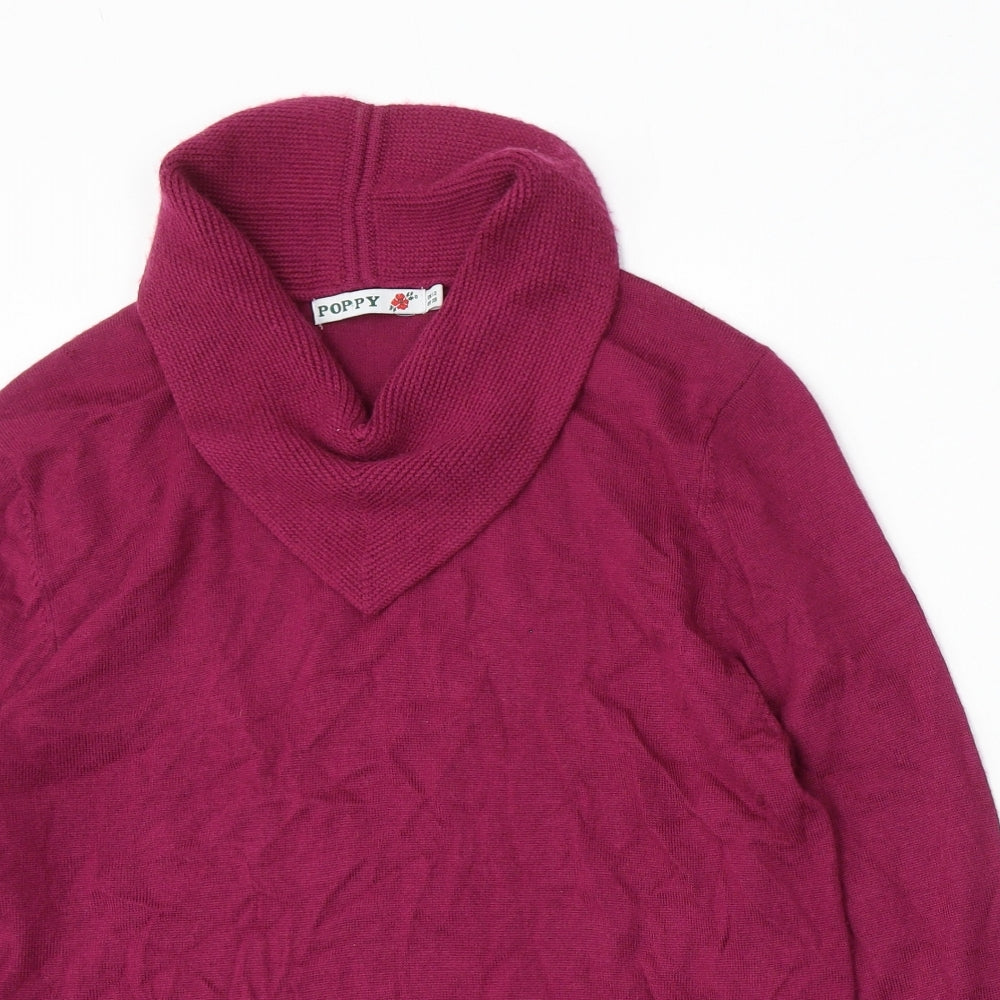 Poppy Womens Purple Roll Neck Wool Pullover Jumper Size 12