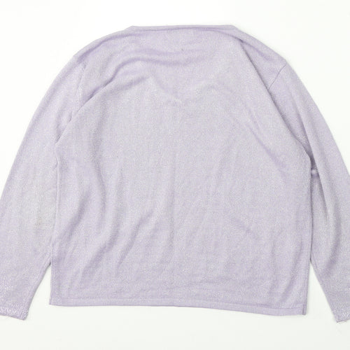 Bonmarche Womens Purple V-Neck Acrylic Pullover Jumper Size M