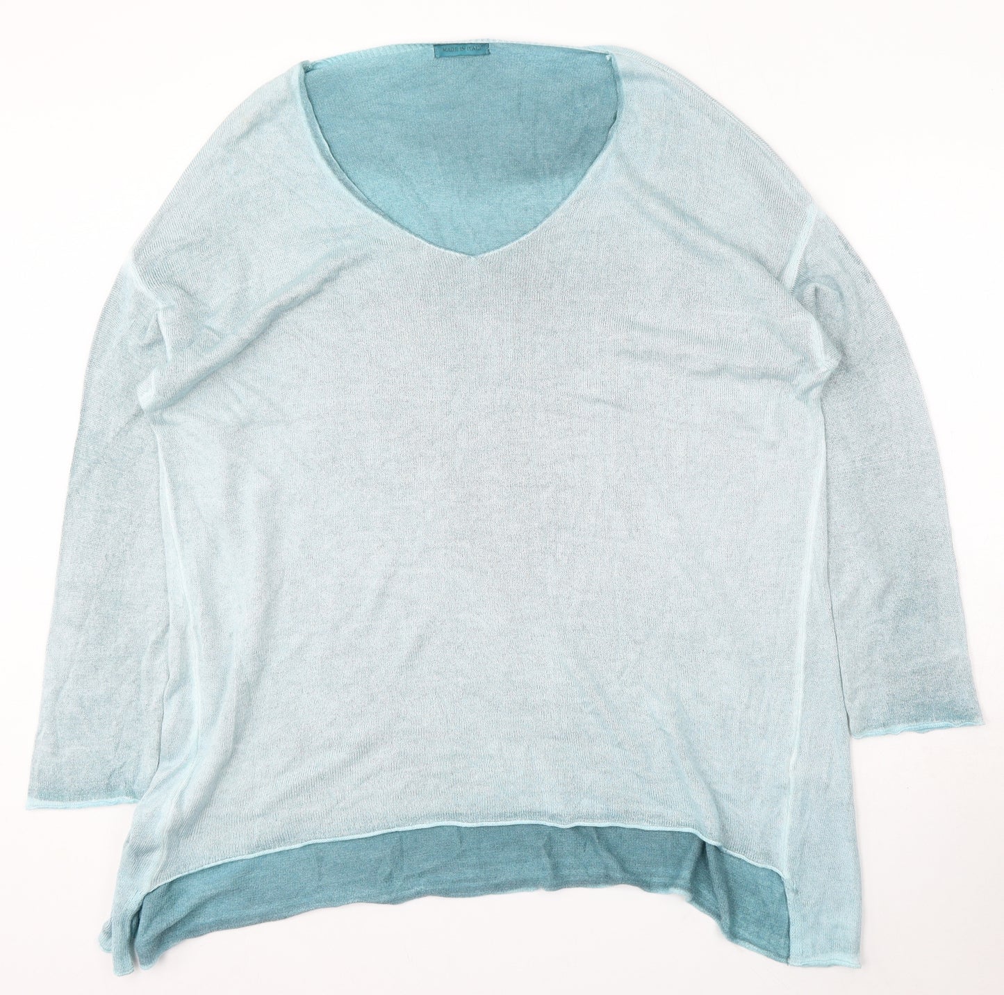 Made in Italy Womens Blue Round Neck Modal Pullover Jumper Size XL