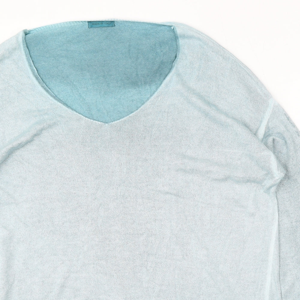 Made in Italy Womens Blue Round Neck Modal Pullover Jumper Size XL