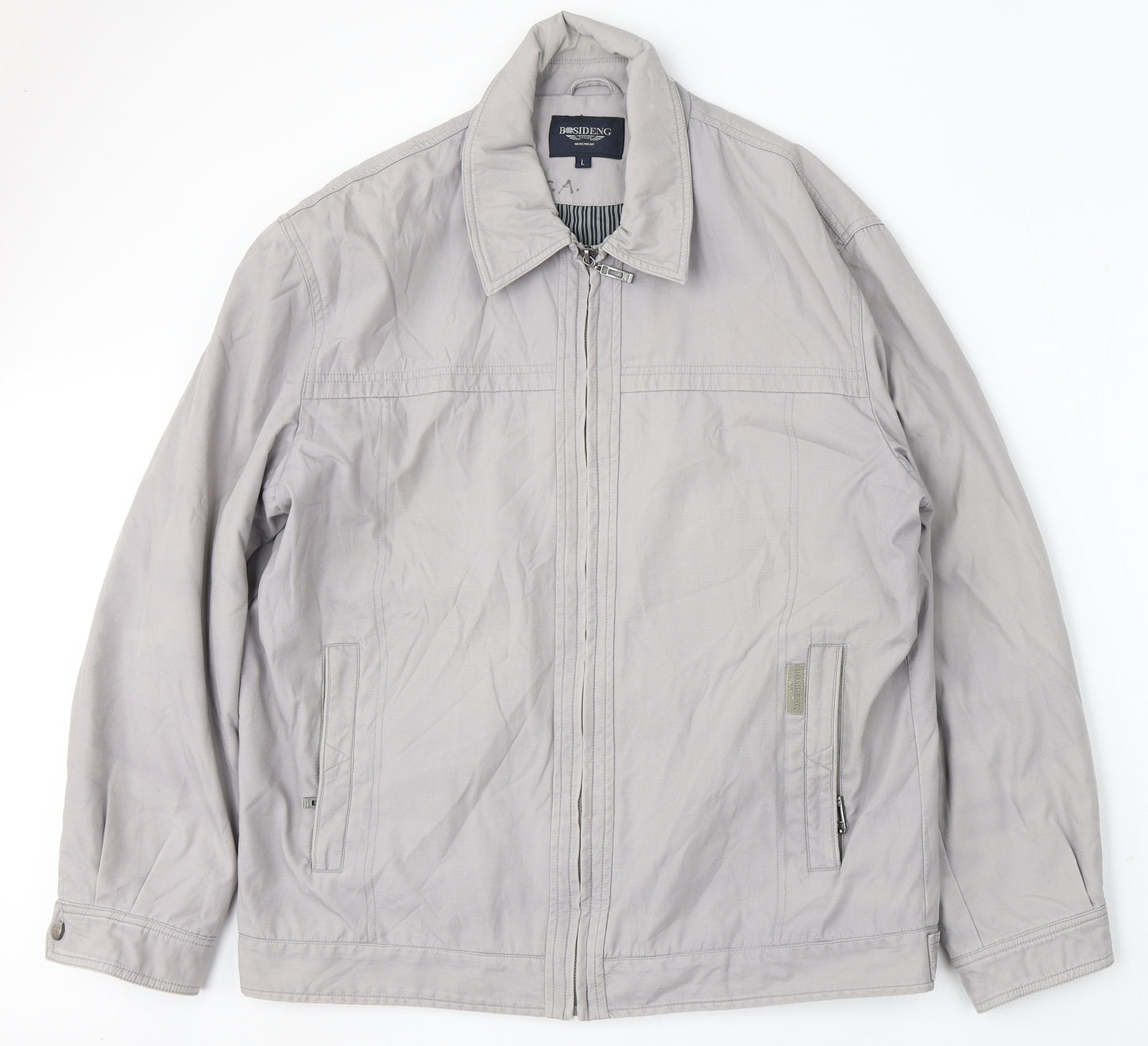 Bosideng Mens Silver Jacket Coat Size L Zip
