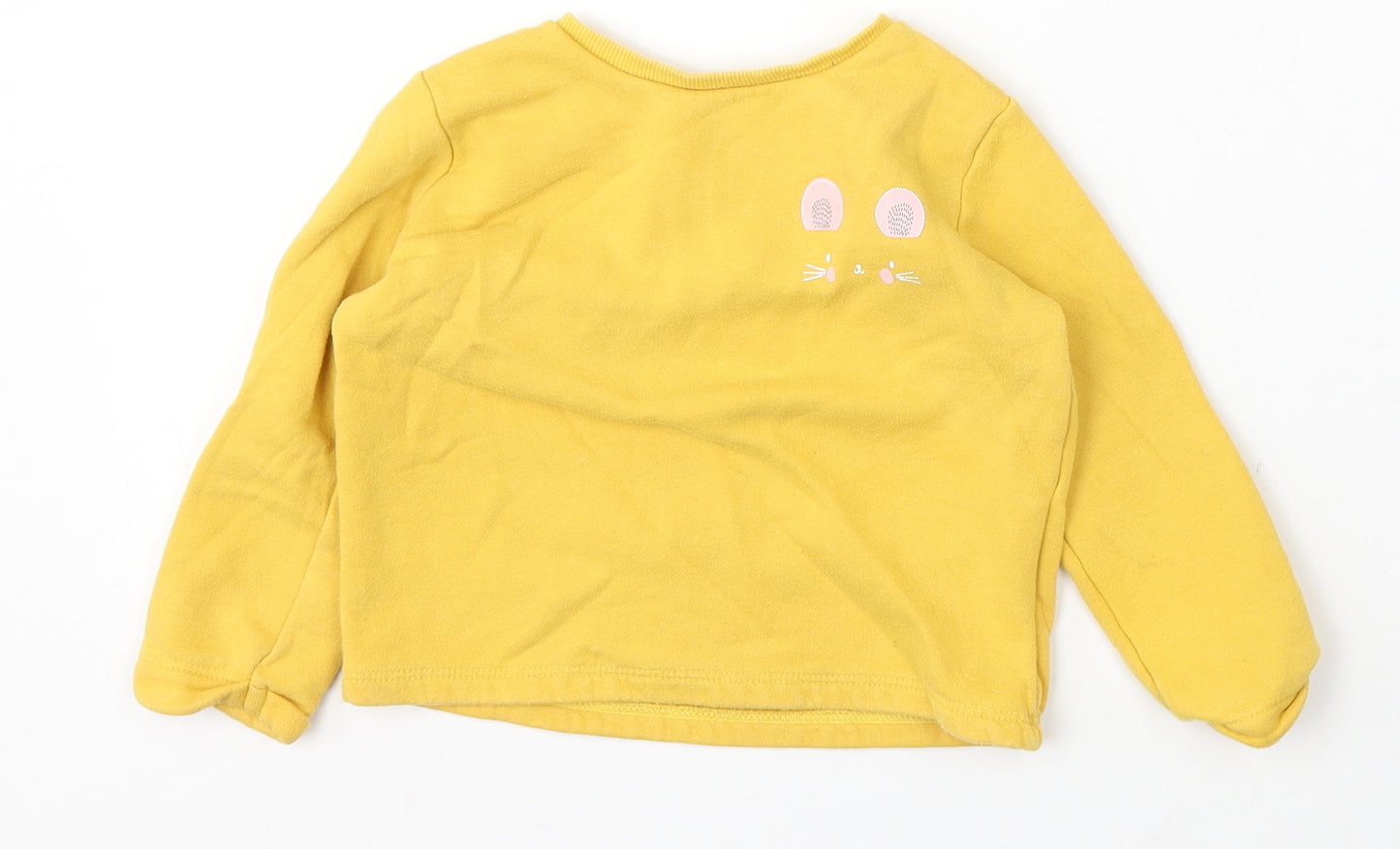 F&F Girls Yellow Cotton Pullover Sweatshirt Size 2-3 Years