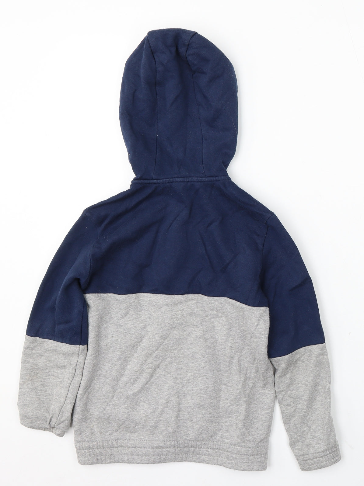 adidas Boys Blue Striped Cotton Full Zip Hoodie Size 7-8 Years