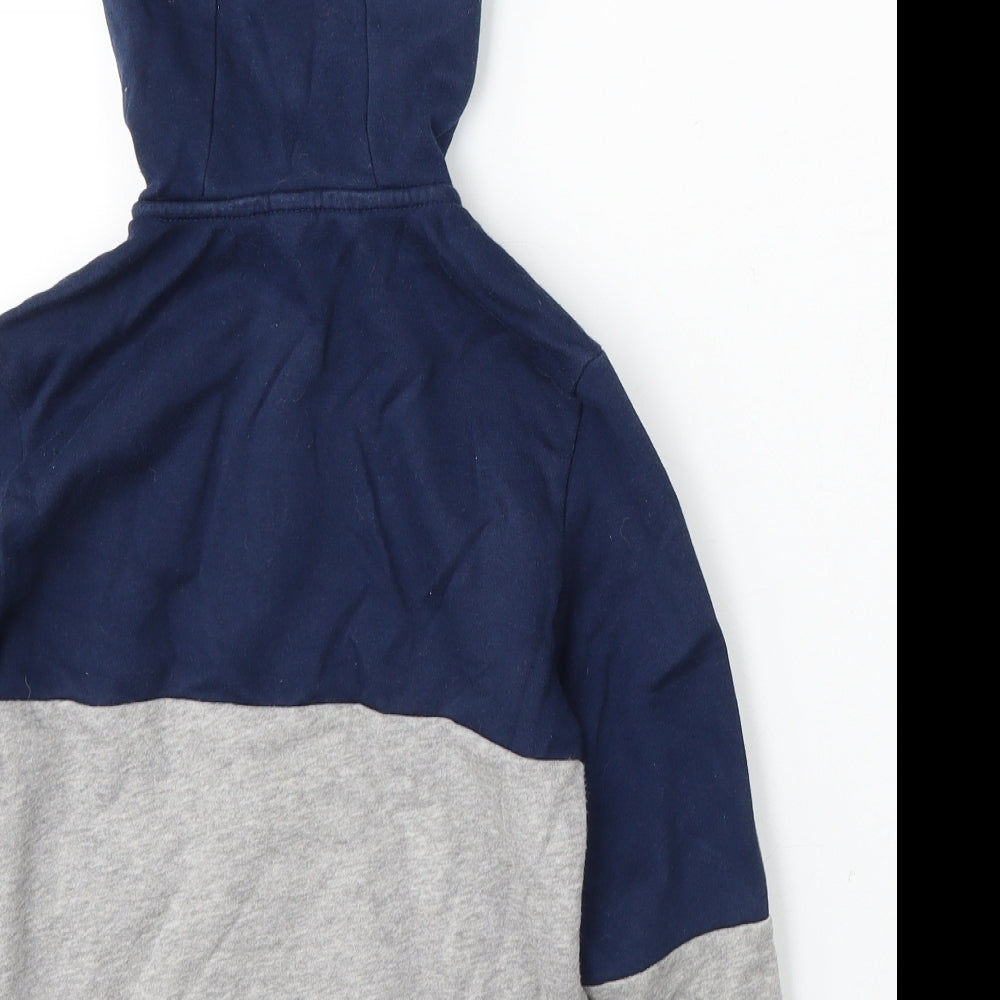 adidas Boys Blue Striped Cotton Full Zip Hoodie Size 7-8 Years