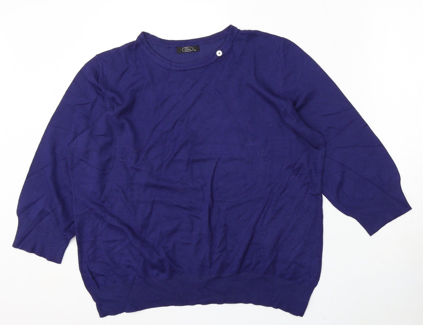 Bonmarché Womens Purple Round Neck Viscose Pullover Jumper Size XL