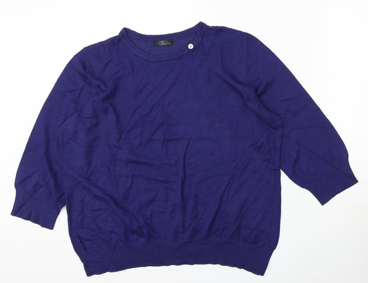 Bonmarché Womens Purple Round Neck Viscose Pullover Jumper Size XL